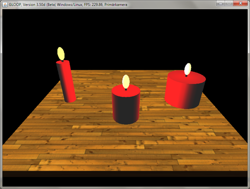 Abbildung 4: Laufende Kerzenszene mit drei Kerzen
