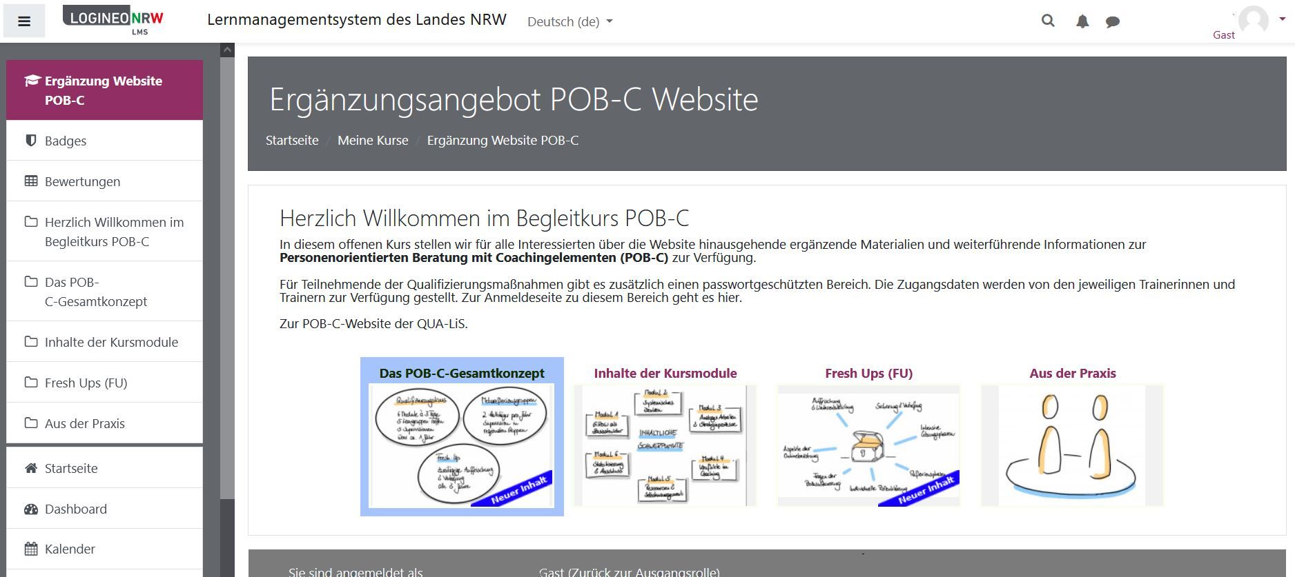 Screenshot des Begleitkurses aus Logineo NRW LMS